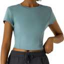 Workout Tops for Women Athletic Tops Short Sleeve Shirts-Cropped Slim Fit Gym Running Yoga T Shirts, XS