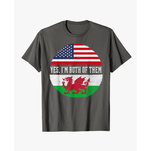 Half American Half Welsh USA Flag Wales Heritage DNA T-Shirt for Women Kids Men, Small