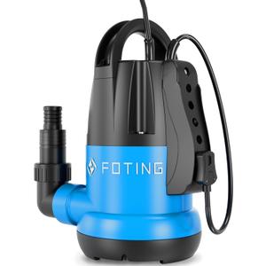 FOTING Sump Pump 3/4HP Dirty Submersible Water Pump,2400GPH Utility Pump Thermoplastic Electric Portable Transfer Water Pump for Swimming Pool Pond Basement with 16ft Power Cord, with Float Switch