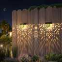 Solar Fence Lights 6 Pack Solar Deck Step Wall Lights Outdoor Waterproof LED Decorations Warm Yellow Light Decorative Lighting for Garden, Front Door, Backyard (Black 1)