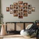 PETAFLOP Wooden Bulk 4x6 Picture Frame Set of 18, Rustic Brown Photo Frames Fits 4 by 6 for Wall or Tabletop Display