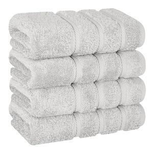 American Soft Linen Luxury Hand Towels for Bathroom, 600 GSM Heavy Weight 16x28 Size 100% Cotton Turkish 4 Piece Hand Face Towel Set, Silver Grey Hand Towels