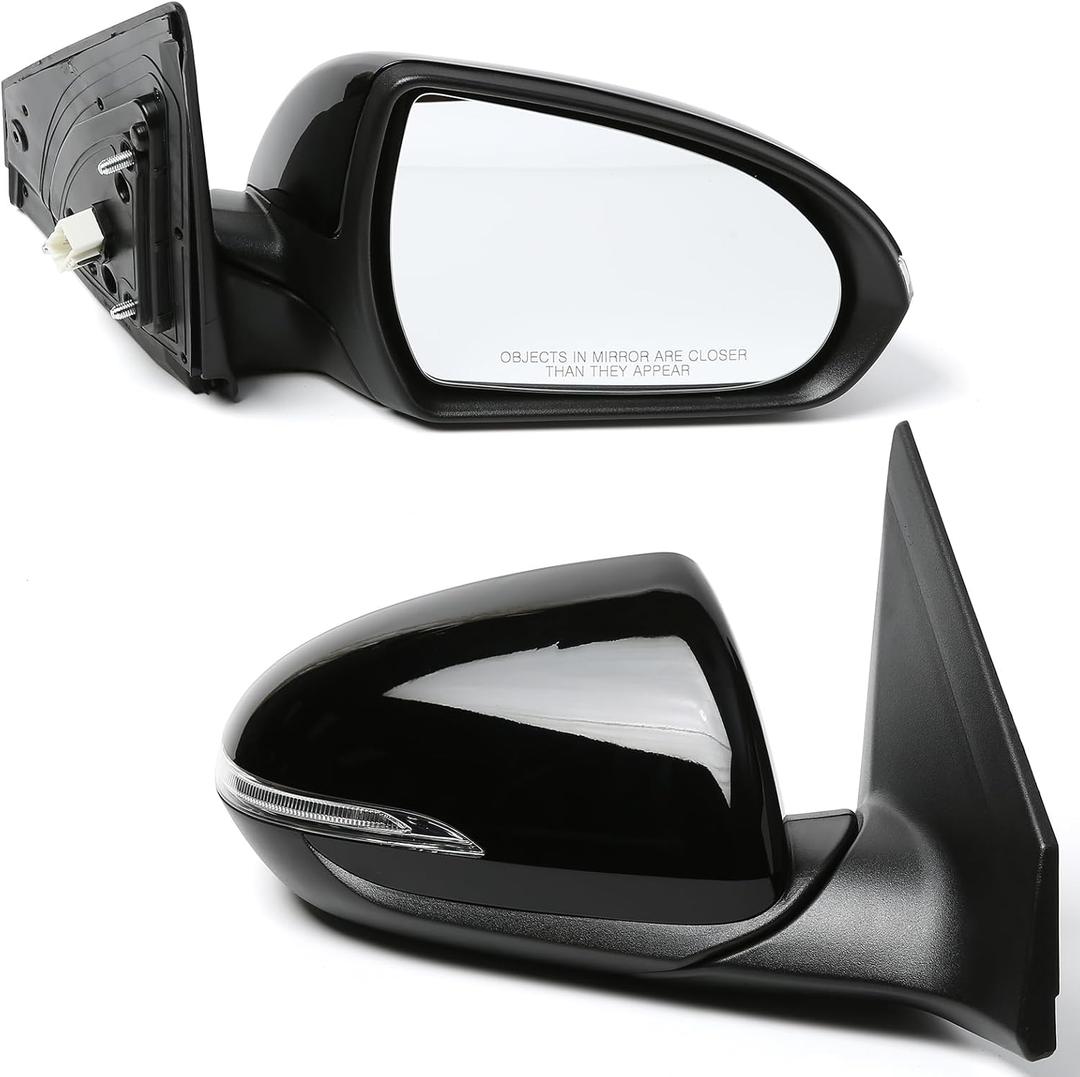 Passenger Side Mirror (Right/RH) Compatible with Hyundai Elantra 2017-2020, Power-Adjust, Power-Folding, w/Turn Signal, 7-Pin Connector, Black, Replaces 87620F3020, HY1321226