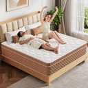 Full Mattress 14 inch, Medium Firm Hybrid Mattress with Memory Foam, Fiberglass Free, Strengthen Edge Suppor, CertiPUR-US Certified Safe Foams & Fabric, Full Size Mattress in a Box (Brown)