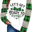 TMSD Women's Mardi Gras St Patrick's Day Sweatshirt Raglan Sleeve Crew Neck Top, XL