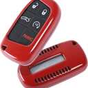 JWWY Key Fob Cover Case Sleeve Shell for 2015-2024+ Dodge Charger Challenger,2011-2024+Dart 200 300 Journey,2014-2024 Durango Grand Caravan RAM,Remote Accessories Protector Red