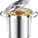 Large Stock Pot-35QT Stainless Steel Stockpot with Lid, Heavy Duty Tri-Ply Bottom Commercial Grade Stock Pot & Stockpots for Boiling Cooking Soup Stew Canning Cooking Pots, Cookware Sauce Pot
