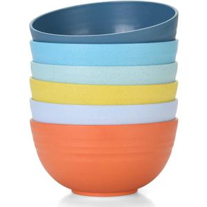 Homestockplus Unbreakable Cereal Bowls 25 OZ Microwave and Dishwasher Safe BPA-Free Bowl Dessert Bowls for Serving Soup, Oatmeal, Pasta and Salad [Set of 6] (Multicolor)