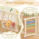 Wooden Baby Playpen 50 50 Inches, Foldable Playpen Fence with Cute Digital Blocks & Storage Bag, Wooden Baby Gate, Multi-Shape Play Yard for Babies and Toddlers Indoor Outdoor