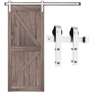 SMARTSTANDARD 6 Feet Brushed Nickel Barn Door Hardware Kit-Heavy Duty Sliding Track-Smoothly and Quietly-Easy to Install-Fit 36" Wide Door Panel (J Shape Hanger)
