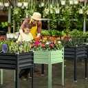 Raised Garden Bed with Legs, 48×24×32in Galvanized Raised Garden Beds Outdoor Elevated Metal Planter Box for Gardening Vegetables Flowers Herb-Green