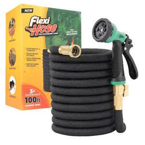100 ft Expandable Garden Hose with 10 Function Nozzle Sprayer, Lightweight Flexible Water Hose with Durable Collapsible Latex Core & Solid Brass Fittings, 100ft Retractable Stretch Hose, Black 100 ft Expandable Garden Hose with 10 Function Nozzle Sprayer, Lightweight Flexible Water Hose with Durable Collapsible Latex Core & Solid Brass Fittings, 100ft Retractable Stretch Hose, Black