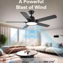 Orison Ceiling Fans with Lights, 52 inch Low Profile Ceiling Fan with RGB Backlight, Flush Mount Ceiling Fan with Remote and App Control,White Bedroom Fan, 6 Speeds, 5 Reversible Blades (Black)
