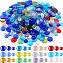 Honeydak 300 Pcs Flat Glass Marbles for Vases Glass Pebbles Floral Fish Tank Rocks for Vases Table Scatter Aquarium Decor (2.4LB) (Colorful)