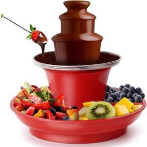 3 Tier Chocolate Sauce Fountain Machine, Detachable Tray Mini Electric Chocolate Fondue Fountain, Fountain Machine for Cheese/Chocolate Sauce, Easy Cleaning, for Party, Gathering, Wedding, 17-Ounce