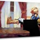 Dumb and Dumber Bathroom Art-Funny Movie Poster Canvas Print Wall Art Decor-Harry on The Toilet Humor Picture Decoration (16"L x 12"W)