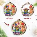 2 x Puerto Rico Christmas Ornament 2025 - Puerto Rico Gifts for Men, Women, Travel Souvenir Gifts for Mom, Dad, and Friends - 2 Layered Wooden Coqui Frog Ornament for Christmas Tree