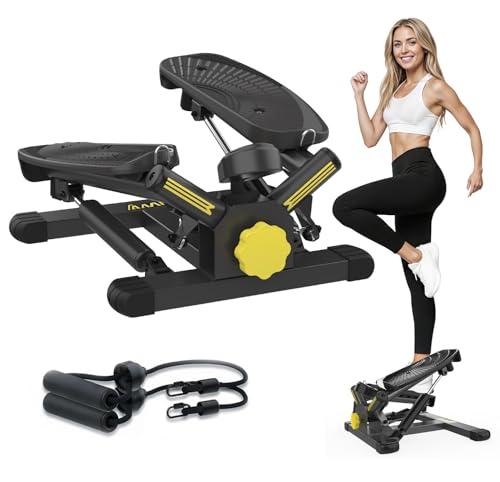 ZIWWVY Stepper Machine with Resistance Bands, Mini Stepper with 300LBS Weight Capacity, Twist Stepper for Full Body Workout, Adjustable Step Height, Smooth and Quiet, Step Machine for Men Women
