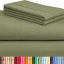 LuxClub 4 PC Queen Sheet Set, Deep Pockets Wrinkle Free Cooling Bed Sheets Hotel Bedding for Women, Men, Includes 1 Fitted Sheet, 1 Flat Sheet and 2 Pillowcases-Soft Olive