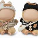 Clothes Outfits for 17cm Doll 6 Piece Set Crochet Hat Sweater Backpack Camera Cute Clothes Accessories Suit No Doll (Khaki,Black)