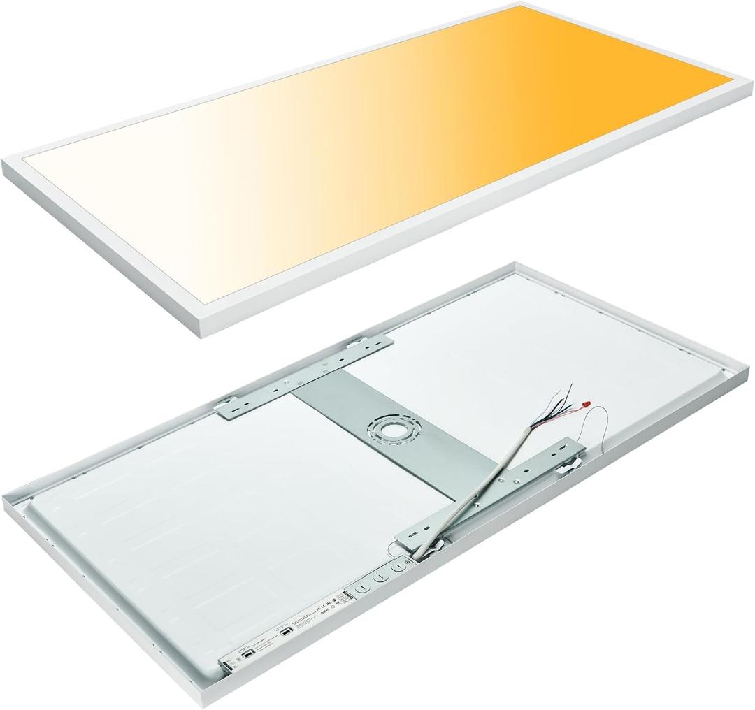 2x4 FT LED Flat Panel Light Surface Mount 5000K-4000K-3000K Switchable & 0-10V Dimmable, 30W-40W-50W Selectable Flush Mount Ceiling Light 24x48 inch, ETL Listed, 100-277V, White, 2 Pack