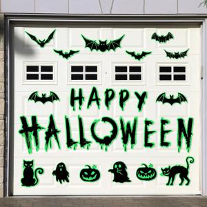 Kanayu 28 Pcs Halloween Garage Door Magnets Luminous Black Happy Halloween Door Decorations Ghost Garage Magnets Car Refrigerator Pumpkin Magnetic Stickers for Party (Classic Style)