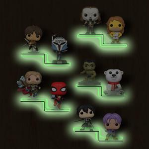 YODAR 5 Pack Clear Acrylic Organizers Shelves for Funko Pop Figures, Invisible Riser Display Shelf for Wall Storage Decor, Floating Display Ledge for Figures Stand Collection, Shining at night
