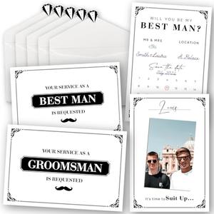 STOFINITY Groomsmen Proposal Gift - 8 Will You Be My Groomsman Cards, 2 Will You Be My Best Man Proposal Gifts, Asking Groomsmen Proposal Cards, Suit Up Groomsmen Cards Set