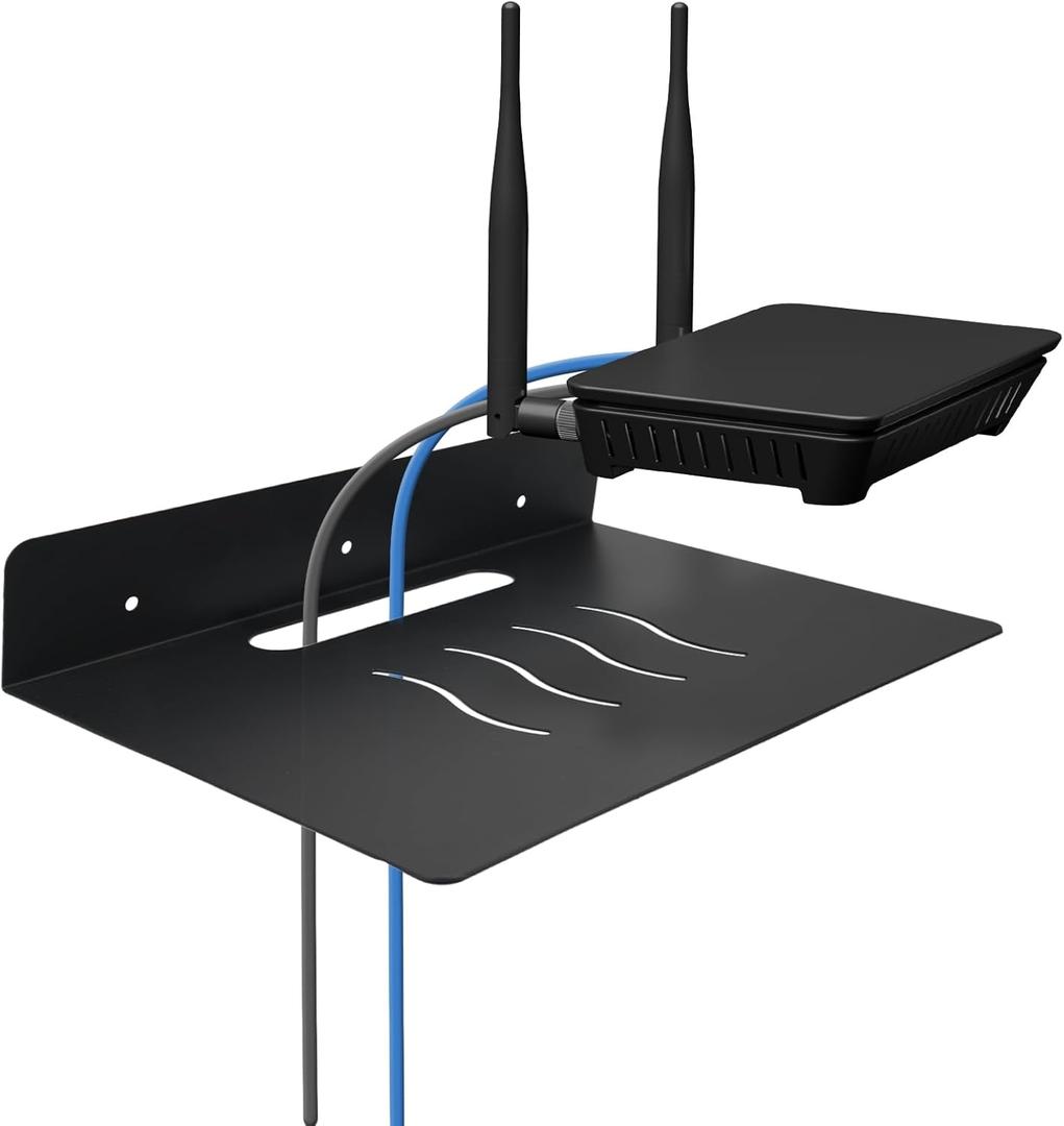 MZDMY Steel Floating Shelves for Wall,Small Wall Shelf，Suitable for Bedroom, Living Room, Bathroom, Kitchen, Office (Black, 11.81x8.46 in)