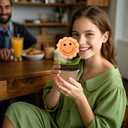 QUELIEN Crochet Sunflower Gifts for Women,Artificial Crochet Flowers for Decoration,Handmade Sunflower Pot for Home Office Desk Car Dashboard Decoration