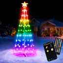 Smart Pre-lit Outdoor Christmas Tree, 7FT 57+ Patterns RGB Led Christmas Cone Tree with Star Lights, App & Remote Control, Music Sync, Color Changing Outdoor Xmas Decoration for Yard Display