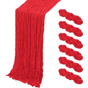 6 Pack Red Cheesecloth Table Runner, 17 x 108 Inch, Gauze Cheese Cloth Table Runner Rustic Sheer Runner for Wedding Birthday Party Baby Shower Table Decor(Red)