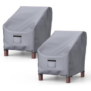 Patio Chair Covers for Outdoor Furniture Waterproof 2 Pack, Lawn Chair Covers 600D Heavy Duty Oxford Cloth, Large Covers for Lounge Lawn Deep Seat 29" W x 30" D x 36" H-Gray (Grey)