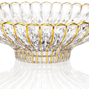 Yiyiring Gold Large Decorative Bowl 12'' Handpainted Ruffle Decorative Bowl Glass Fruit Bowls Crystal Key Bowls Modern for Counter Home Decoration Table Centerpiece Kitchen Dining Room(Flat)