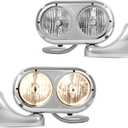 ALMULOO Pair Halogen Headlight Assembly Compatible with Peterbilt 359 Aluminum+Plastic Front Head Light Lamp Chrome Clear Lens+Chrome Housing Left&Right Side