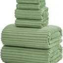 6-Piece Bath Towel Set(30"x60"), 2 Large Bath Towel Sheets, 2 Hand Towels and 2 Washcloths - Highly Absorbent Quick Dry Microfiber,Ultra Soft Towel Set for Bathroom (Sage Green