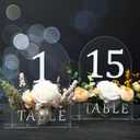 Table Number 1-15 for Wedding Reception Arch Acrylic Wedding Restaurant Table Number with Flower Trough 5" x 7" Mirrored Rustic Centerpiece for Bridal Shower Party Catering Banquet(Clear)