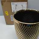 Modern Golden Small Trash Can Wastebasket, Garbage Container Bin for Bathrooms, Powder Rooms, Kitchens, Home Offices - Durable Ceramics - Round
