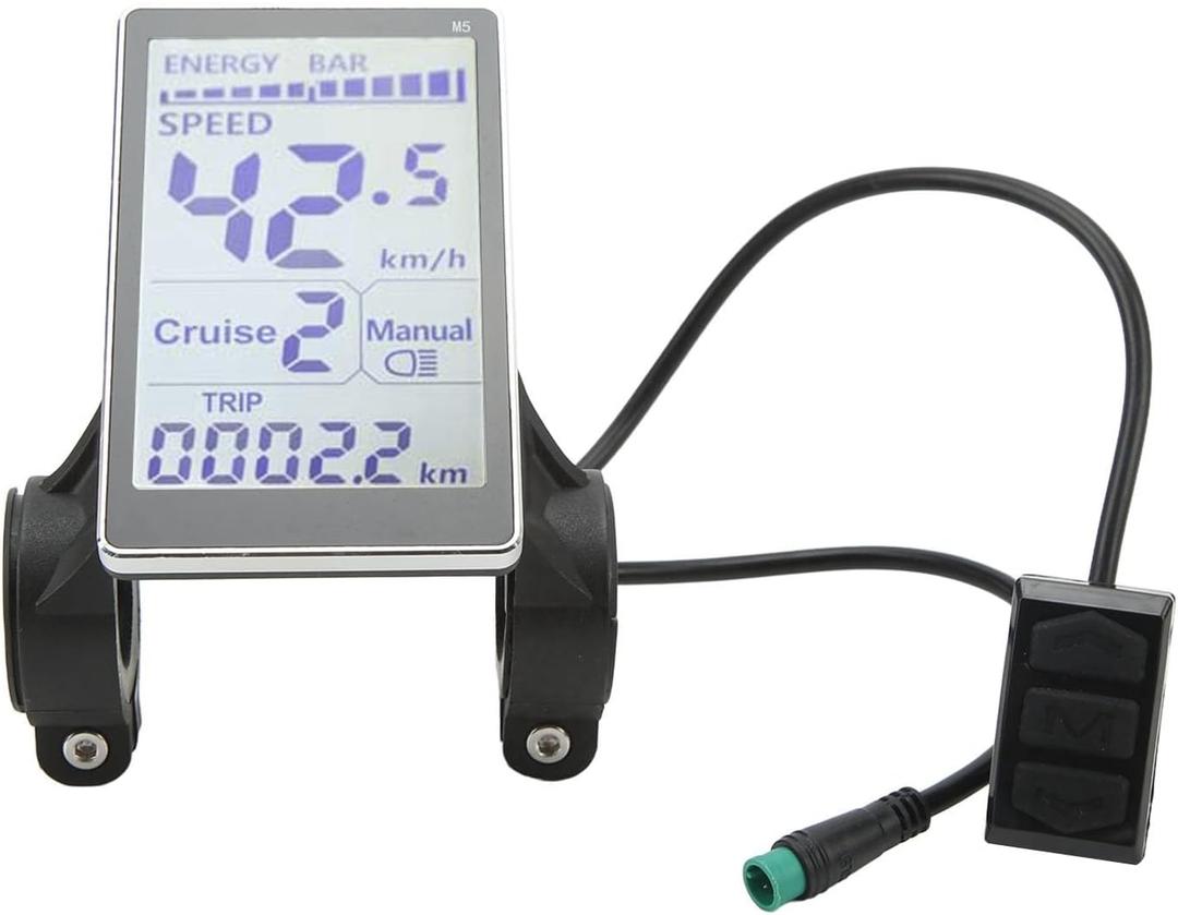 Electric Bike LCD Display, 5 Pin 24V 36V 48V 60V ABS E Scooter M5 LCD Panel Screen, Ebike LCD Display Control Panel M5 LCD Panel Screen Replacement for 31.8 22.2mm Electric Bikes Cycling Computers
