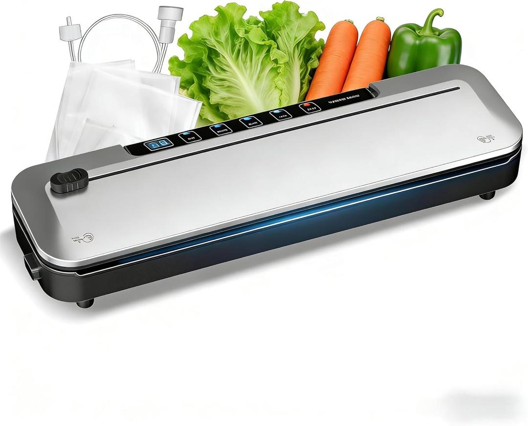 75KPa Vac Sealer, 6-in-1 Modes, Digital, Cutter +10 Bags