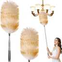Kaxich Extendable Lambswool Duster 30-55 Inch with Duster Head Replacement, Feather Duster for Cleaning Fans, Ceiling, Light, Bookshelf, Office, Home, 140cm/55 inches