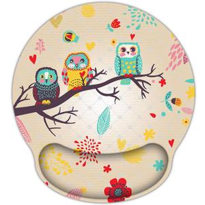 Meffort Inc Mouse Pad with Wrist Rest Support & Non-Slip Base, Durable Ergonomic Gaming Mousepad - Three Owls