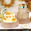 Uiifan 4 Pcs Crystal Gold Cake Stand Set 4 Size Elegant Round Dessert Display Metal Cupcake Stand with Mirror Plate Crystal Beads for Party Birthday Festival Anniversary Holiday 8/10/ 12/14''