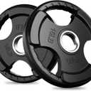 RitFit Olympic Rubber Grip Plates for Barbell, 2-Inch Weight Plates for Weightlifting and Strength Training in Home & Gym, Single, Pair and Sets(15 LB)