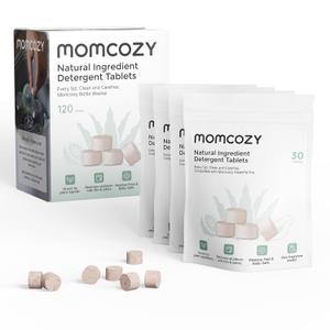 Momcozy Natural Washing Block for Baby Bottle Washer, Powerful Plant-Based Formula, Safe & Residue-Free, 120 Tablets