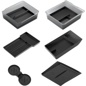 2025 Upgrade Center Console Organizer Tray for Tesla Model Y Juniper Accessories 2026 [Tailor-Made, Non-Slip & Wear-Resistant and Easy to Clean] Durable ABS+Silicone Center Organizer Set - 6Pcs