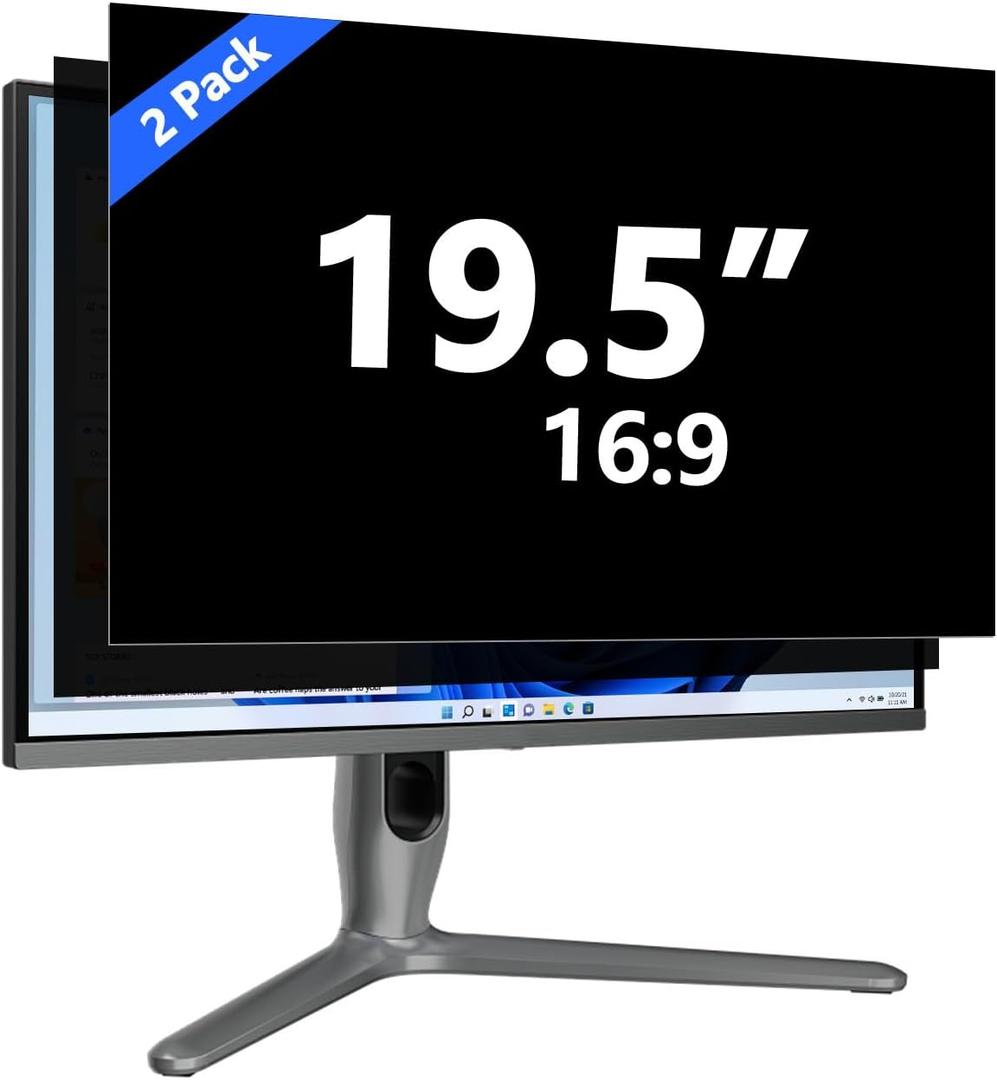 19.5 Inch Privacy Screen for Computer Monitor Eye Protection Anti Glare Blue Light Monitor Privacy Shield Screen 19.5 Inch 16:9 Aspect Ratio [2 Pack]