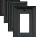 4-Pack Decorator Outlet Covers, Decorative Black Wall Plates, Metal Outlet Cover Plates for Receptacle, GFCI, Dimmer Switch, 3.15''*4.88'', Midsize (1 Decorator 4PK)
