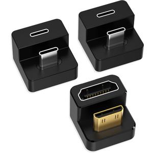 AGVEE 180 Degree Angled USB-C to USB-C Adapter and Long Side Inward U-Shaped Mini HDMI to HDMI Converter, HDMI 2.0 4k@60HZ, Coupler Extender Extension for Portable Display Monitor, Black