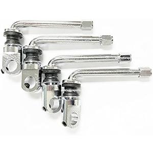 (4) Chrome 2.8" TPMS Valve Stems With TPMS Adapter  90 Degree  Multi-Piece Wheels  HRE MIRO FORGIATO WORK SSR WEDS